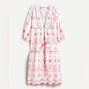 J. Crew Cotton Embroidered Balloon Sleeve Cover-up Dress Small